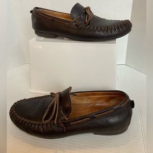 Uggs Brown Leather Loafers Lace Up Oxfords Mens Derby Slippers Size US 12 EU 45